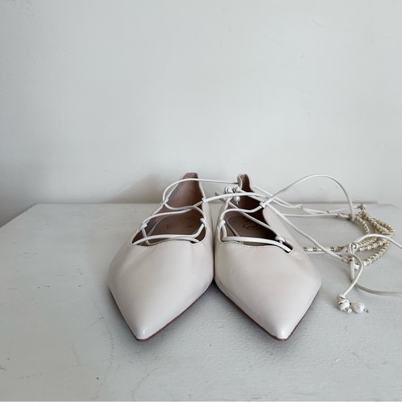 NEW SAM EDELMAN Winslet Ankle Tie Flats in Ivory 8.5 - Picture 6 of 8